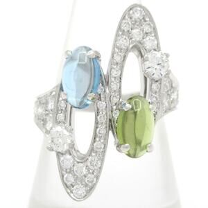 Bvlgari Elysia. Ring 18K White Gold Diamond Multi Blue Topaz Peridot